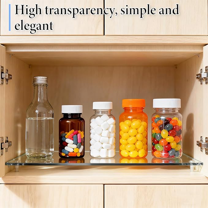 4 Pcs Medicine Cabinet Replacement Shelves 13 Inch Medicine Acrylic Shelves Wall-Mounted and Hanging Suitable for Bathroom Kitchen Living Room (Clear)