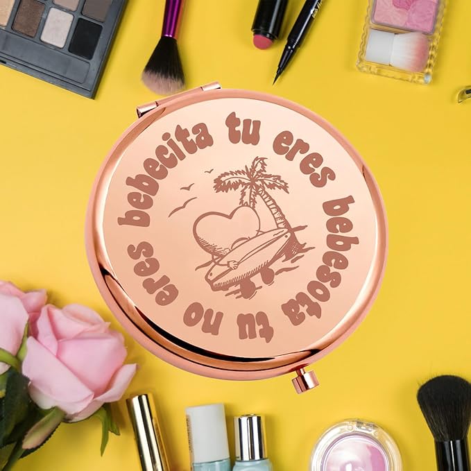 KEYCHIN Tu No Eres Bebecita Eres Bebesota Pocket Mirror Latin Music Fans Gifts Latin Song Lyric Compact Makeup Mirror (Tu No Eres-RG)