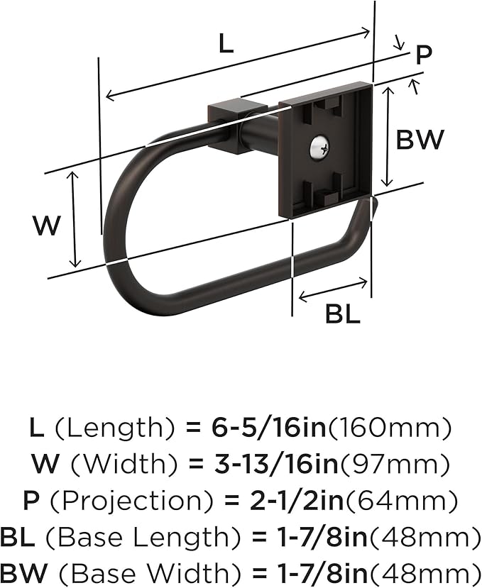 Amerock BH36071ORB | Oil Rubbed Bronze Single Post Toilet Paper Holder | 6-5/16 in. Length Toilet Tissue Holder | Appoint | Bath Tissue Holder | Bathroom Hardware | Bath Accessories