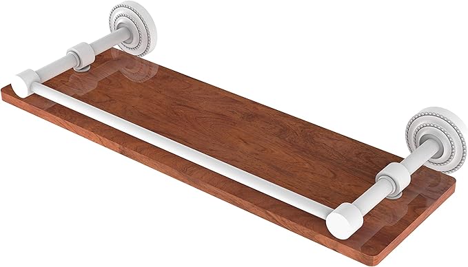 Allied Brass DT-1-16-GAL-IRW Dottingham Collection 16 Inch Solid IPE Ironwood Gallery Rail Wood Shelf, Matte White
