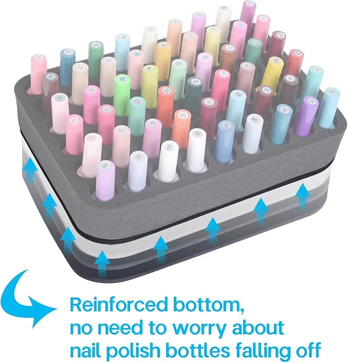 Nail Polish Organizer Holder Foam Pad with Slots for Storage 54 Bottles (15ml/0.5fl.oz) Nail Polish or Essential Oil Tray for Drawers Black
