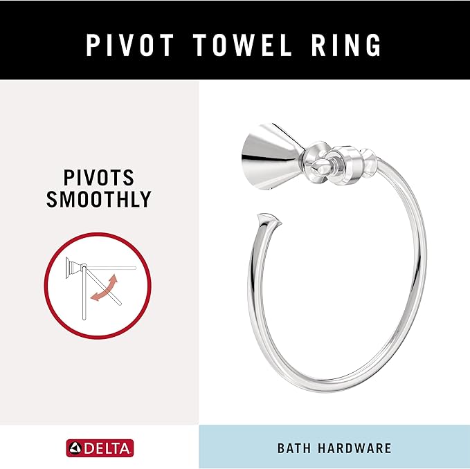 Delta VES46-PC Vessona Wall Mount Round Open Towel Ring Bath Hardware Accessory in Polished Chrome