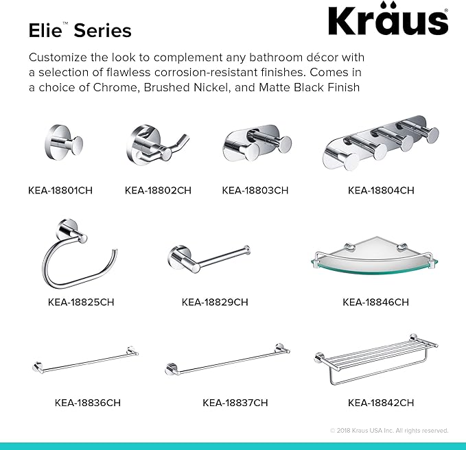 Kraus Elie Corner Bathroom Shelf, Chrome Finish, KEA-18846CH