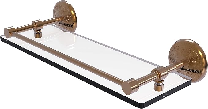 Allied Brass MC-1/16-GAL-BBR Mc 1 Gal Monte Carlo Inch Tempered Gallery Rail Glass Shelf, 16 Inch, Brushed Bronze