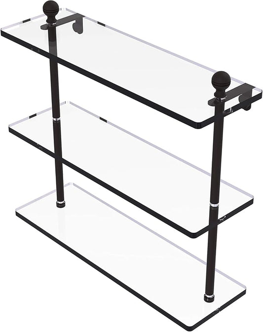 Allied Brass MA-5/16 Mambo Collection 16 Inch Triple Tiered Glass Shelf, Oil Rubbed Bronze