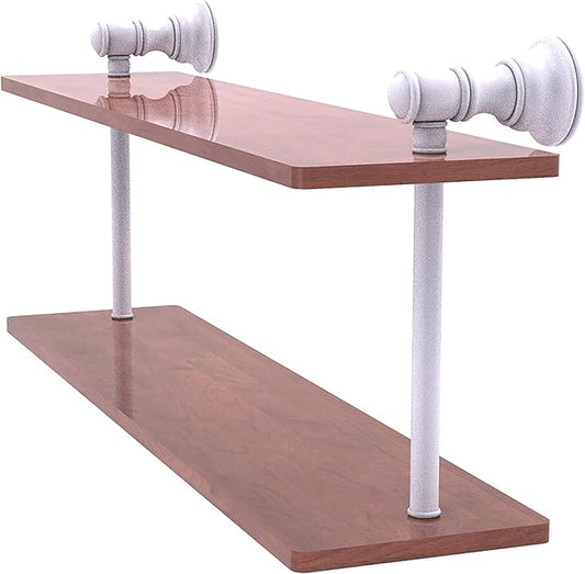 Allied Brass CL-2-16-IRW Carolina Collection 16 Inch Two Tiered Wood Shelf, Matte White