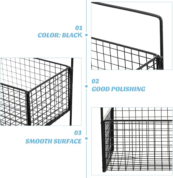 Double Shelf Bathroom Wall-Mounted Storage Rack Iron Draining Basket for Toilet Kitchen Strong Load Capacity Smooth Polished Surface Space-Saving Organizer in Black