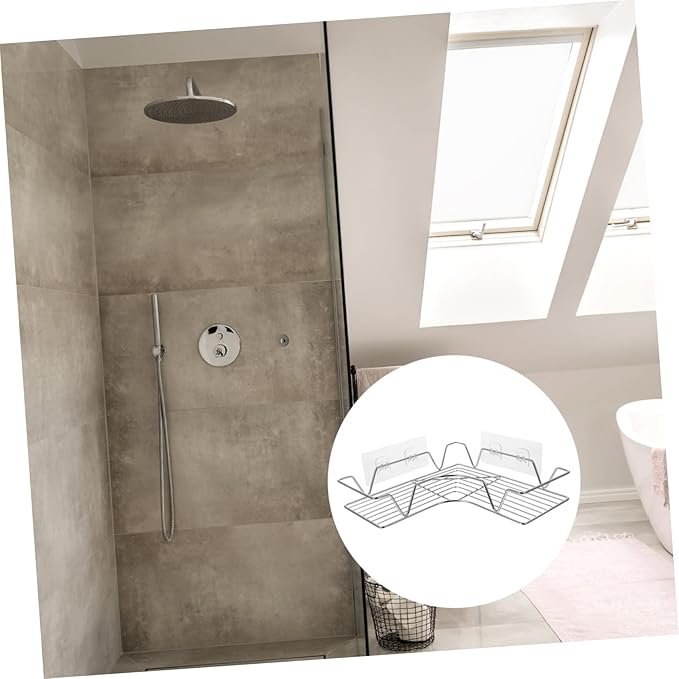 Mobestech Hanging Shelf for Bathroom Wall Storage Rack Traceless Storage Rack Corner Shelf No Drilling Stainless Steel for Kitchen Bathroom