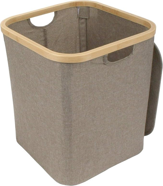 Foldable Bamboo Laundry Hamper with Lid - Decor Essentials for Any Room - Medium - Square - Brown
