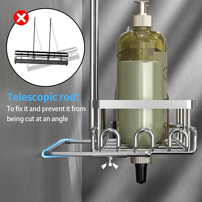 KEGII Shower Caddy Hanging on Towel Bar/Handrails/Shower faucet - Shower Rack Hanging Organizer, Bathroom Shower Curtain Caddy non-Slip