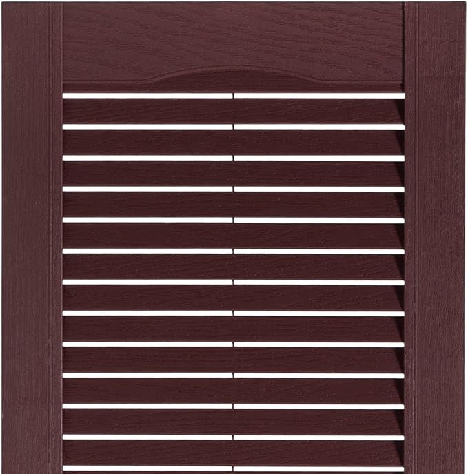 Exterior Solutions Standard Louver Exterior Vinyl Shutter, Burgundy (Pair), 15 Inch x 51 Inch