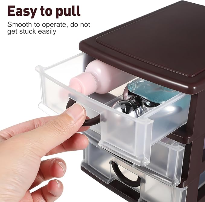 Cabilock 3 Tier Plastic Storage Drawer Units Home Office Storage Box Small Plastic Storage Drawers Desktop Case Organizer Cosmetic Makeup Container