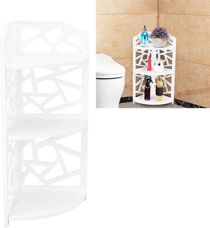 Bathroom Corner Shelf Stand, 3 Tier Small Corner Shelves Bathroom Standing Shelf Display Rack for Small Space Kitchen Living Room Bedroom Office Organizer