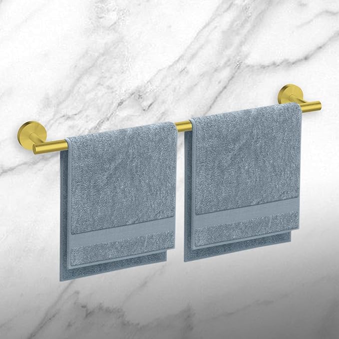 Newfun 24 Inch Brushed Gold Bath Towel Bar, 2Pcs Towel Racks for Bathroom Rod Classic SUS304 Stainless Steel Bathroom Towel Holder Wall Mounted