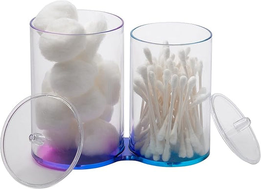 Simplify 2 Compartment Q-Tip Ombre, Durable Cotton Ball Holder, Multicolor Bath Accessories Organizers Collection