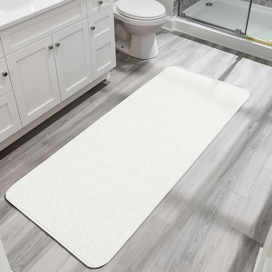 Bath Mat,Ultra Thin Bathroom Runner Rugs,Large Bath Mats for Bathroom,Quick Dry,Non-Slip,Machine Washable,Low Pile,Bath Rug,Shower Outside,Sink,Home Decor Accessories.Cream,2'x6'(24x72inch)