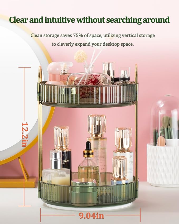 Argox 360 ° Rotary Makeup Organizer, Bathroom Counter Organizer,Skincare Care Organizer,Make up Organizers and Rotary Storage.