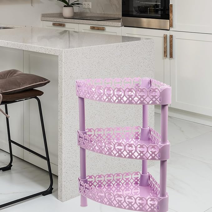 SOLUSTRE Plastic Storage Shelves Bathroom Shelf Corner Organizer Desk Stand Rack Basket for Home Kitchen Bathroom
