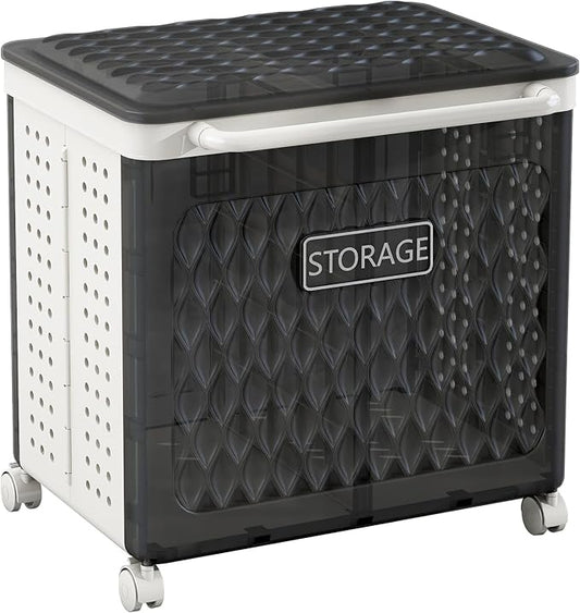Laundry Hamper with Wheels and Lid, Foldable Clothes Basket for Small Spaces, Rolling Laundry Bin for Laundry Bathroom Bedroom Gym Room