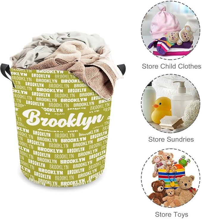 ZOE DAVISON Personalized Laundry Baskets,Custom Name Laundry Hamper for Kids Baby Adults,Collapsible Clothes Storage Organizer,One Size