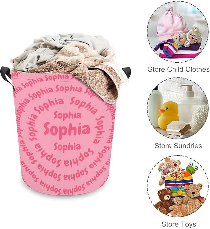 ZOE DAVISON Custom Laundry Baskets with Name,Personalized Name Laundry Hamper for Kids Baby Adults,Collapsible Clothes Storage Organizer,One Size