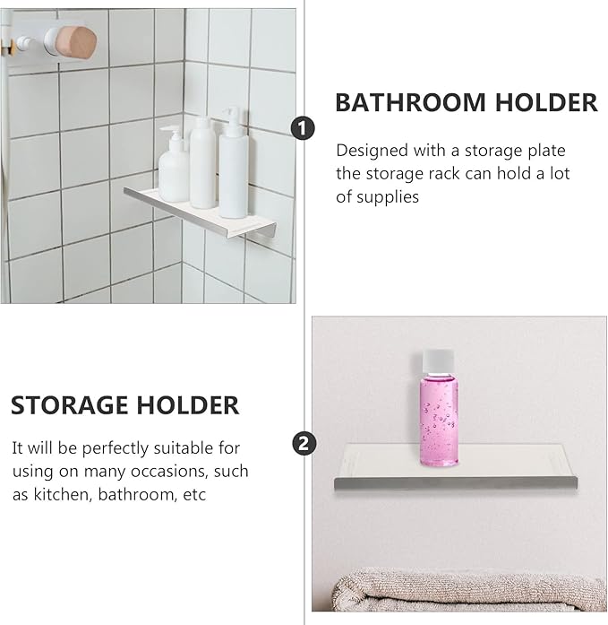 Mobestech Stainless-Steel Storage Rack Wall-Mounted Bathroom Organizer 1.2Mm Brushed Sundries Holder Toilet Paper and Shampoo Shelf for Bathroom Storage