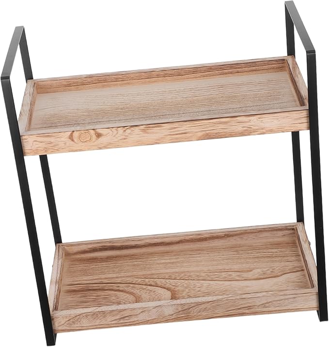 Wooden Bathroom Shelf Stand Toiletry and Spice Rack Sturdy Wood Organizer for Countertop Multi-use Storage for Cosmetics Kitchen and Bathroom