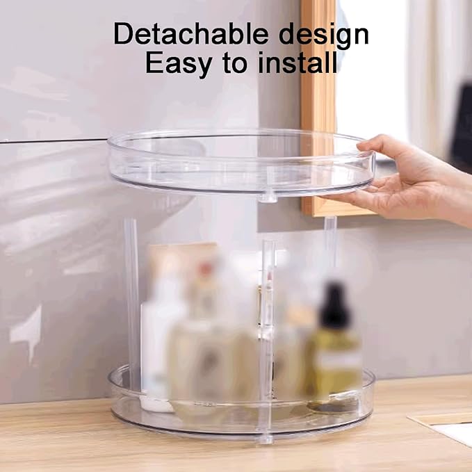 Removable Countertop Bathroom Shelf Plastic Rotatable Bathroom Shelf Transparent Removable Bathroom Shelf Multifunctional Large Capacity