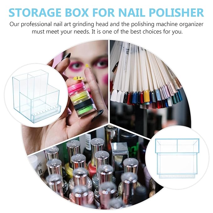 FOMIYES 1pc Polishes Grinding Stand Oils Makeup Holder Professional Head Container Nail Socket Women Bits Proof Clear Rack Supplies Salon Tools Bit Display Organizers Tool
