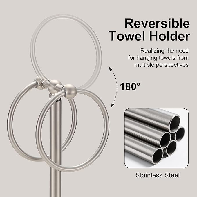 Adjustable Brush Nickel Towel Rack,Freestanding Bathroom Towel Holder