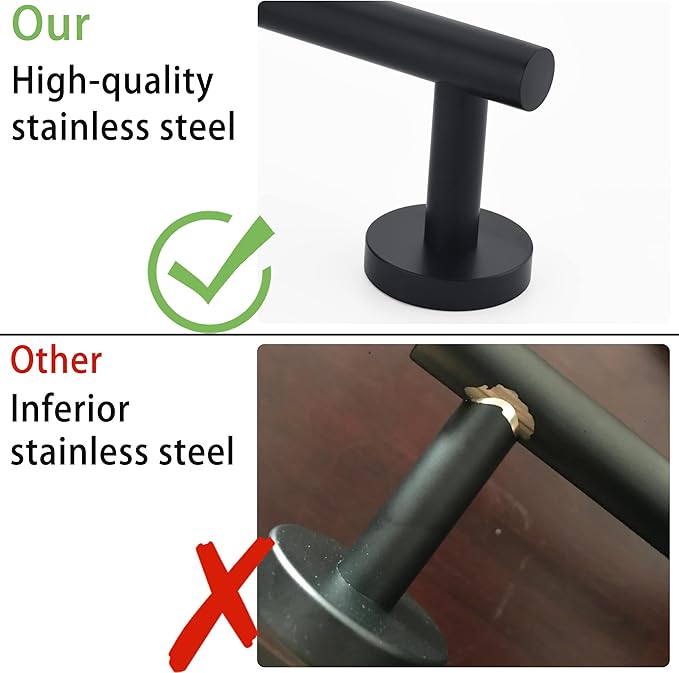 Matte Black SUS304 Stainless Steel Bath Towel Bar Single Bars Towel Rack Rod Classic Wall Mounted Bathroom Towel Holder Toilet Kitchen Towel Shelf Single Layer, 18 inches.