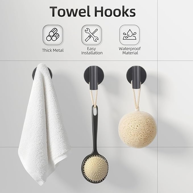 Bathroom Hardware Accessories Set 10 PCS, Matte Black Bathroom Towel Bar Racks Set, SUS304 Stainless Steel Bathroom Fixture Set, 19in Towel Bar Bathroom, Toilet Paper Holder, Towel Hooks, Towel Ring