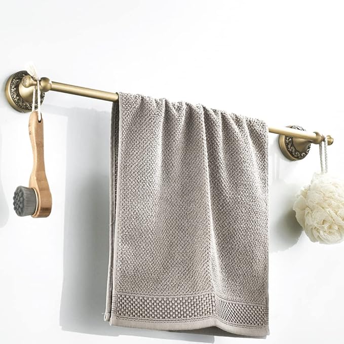 WINCASE Antique Brass Bathroom Accessories, Retro Adjustable Bathroom Hardware, Brass Bath Towel Bar Set 24 Inch 4 Piece Tolilet Paper Holder Towel Ring Robe Hook Wall Mounted Vintage