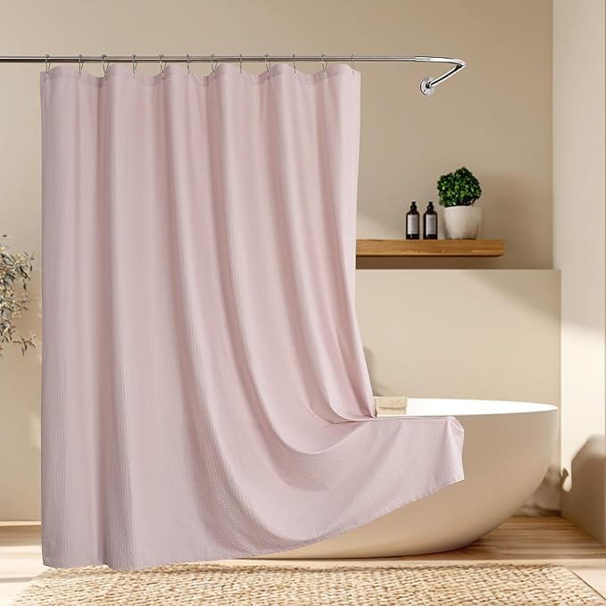 Aiyufeng Shower Curtains for Bathroom，Dot Like Embossed Textured Water Repellent Fabric Large Bath Curtain，Hotel Luxury Quality & Soft Cloth，Machine Washable，72Wx84L，Pink