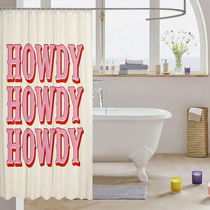 Feelyou Printed Bath Curtain Abstract Words Shower Curtain for Kids Boys Children Vintage Bathroom Shower Curtain Set Waterproof Decor Modern Art Pink Kids Bathroom Accessories 72"x72"