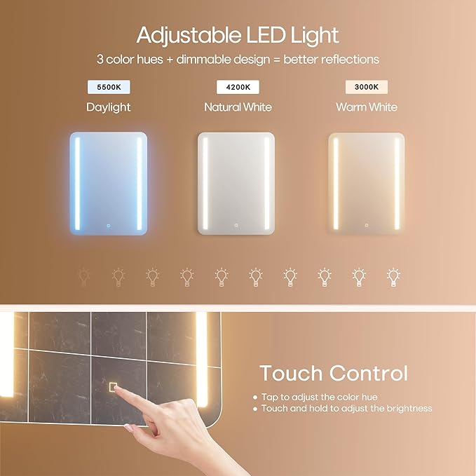 32x24 inch LED Lighted Bathroom Medicine Mirror Cabinet with Sockets & USBs, Anti-Fog Dimmable Light and Color Adjustment, Adjustable Shelves, Flat-Pack Design – Assembly Required