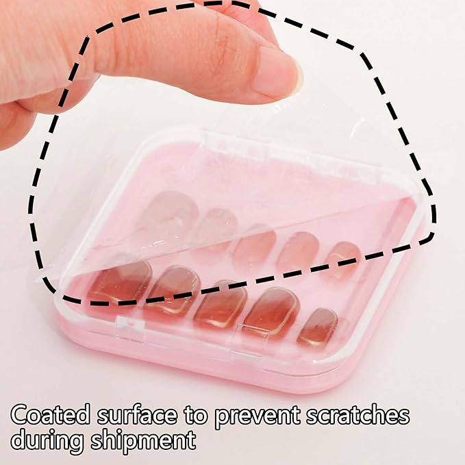 30 Pcs Press On Nail Storage Box Container False Nail Organizer Acrylic Display Case with a Large Stackable All-In-One Box and 120 Pcs Double Sided Adhesive Nail Display Tape (Pink)