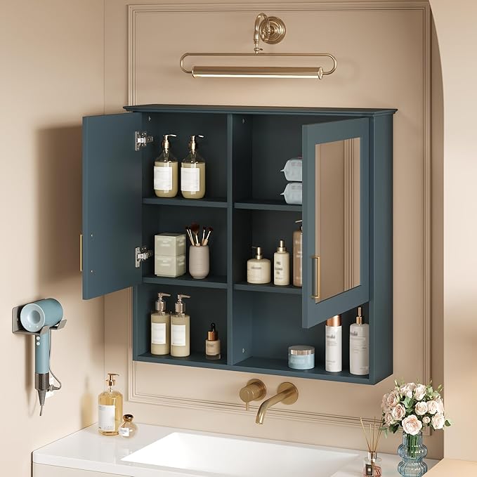 Bathroom Mirror Cabinet, 30 inch Wall Mounted with Adjustable Shelves & Soft Close Doors, High-Define Mirror with Storage
