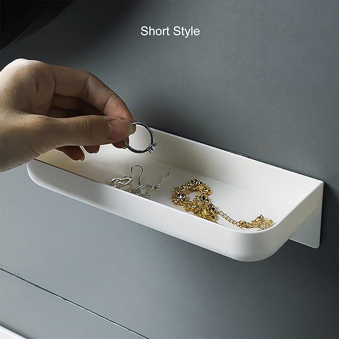 2 Styles Adhesive Plastic Floating Shelves Stick on Wall Mounted Shower Organizer Caddy for Bathroom Kitchen Cabinet Extra Storage(Short+Tall)