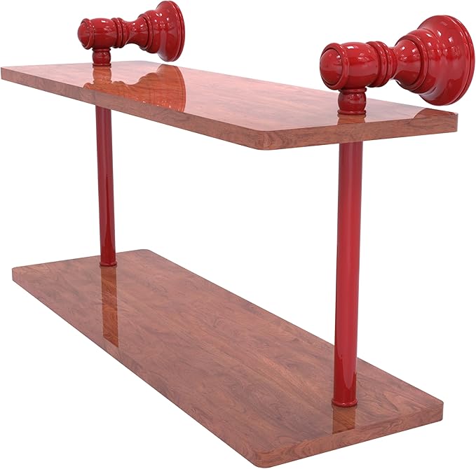 Allied Brass CL-2-16-IRW-FER Carolina Collection 16 Inch Two Tiered Wood Shelf, Fire Engine Red