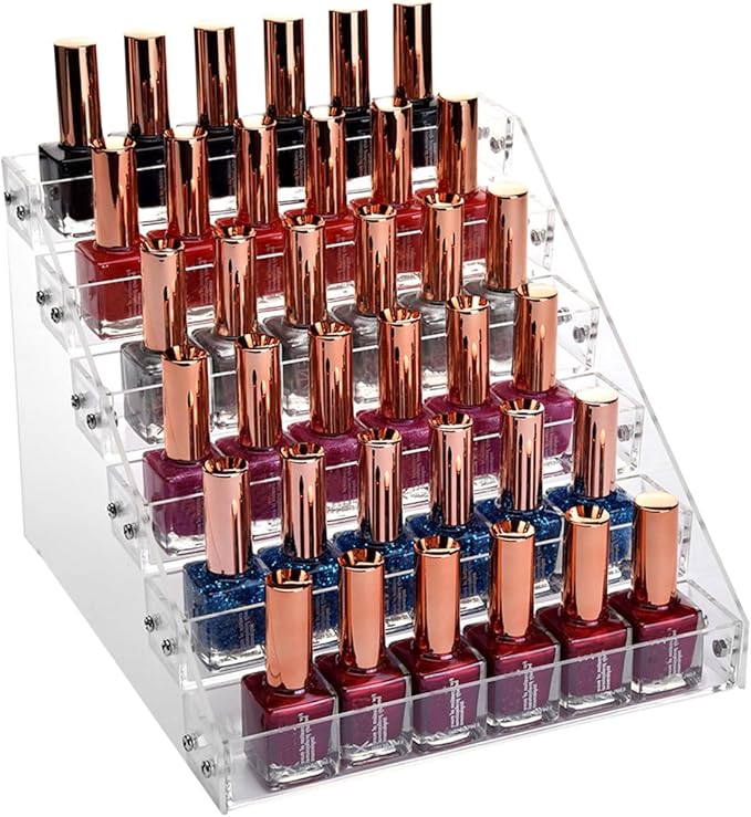 Nail Polish Display Stand Acrylic Organizer Storage Rack for Nail Stuff Desktop Lip Gloss Holder