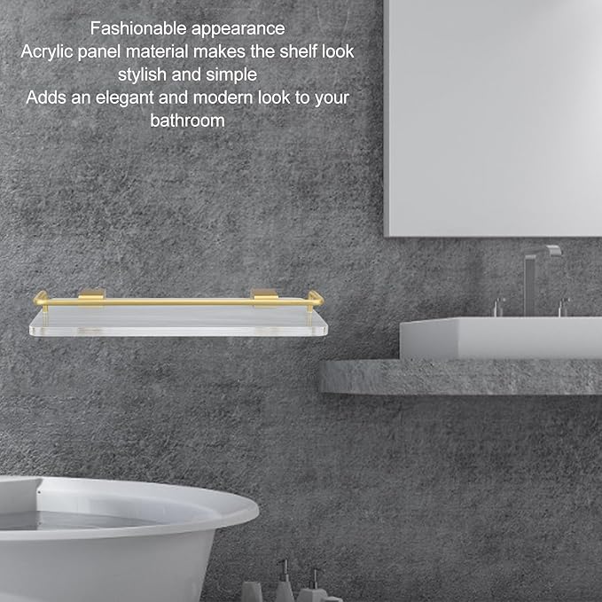 Floating Shelves for Wall Set, Modern Acrylic Bathroom Shelves, Multipurpose Storage Shelves for Bathroom, Kitchen (40cm)