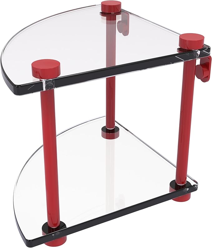 Allied Brass NS-3-FER Two Tier Corner Glass Shelf, Fire Engine Red