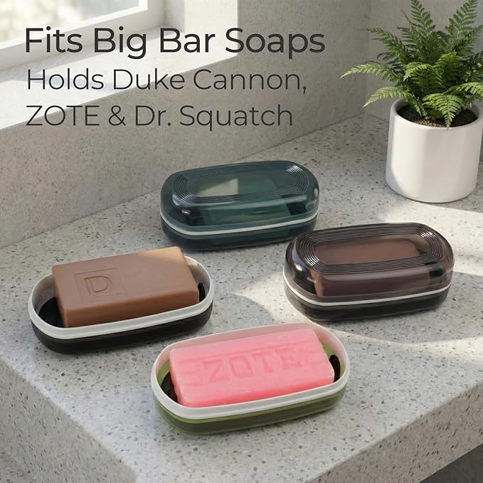 AIMAIAIMAI Shampoo Bar Holder Travel Case for Two Bars – Compatible with Kitsch Solid Shampoo & Conditioner Bars, Large Soap Container for Bathroom or Travel (Green Style A-Large)