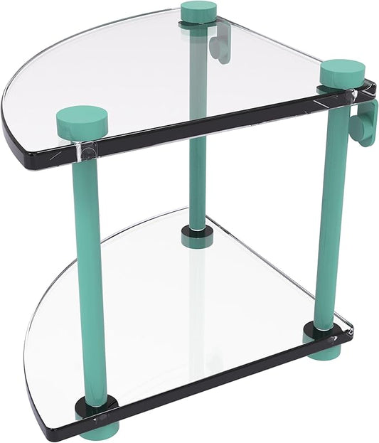 Allied Brass NS-3-SFG Two Tier Corner Glass Shelf, Sea Foam Green
