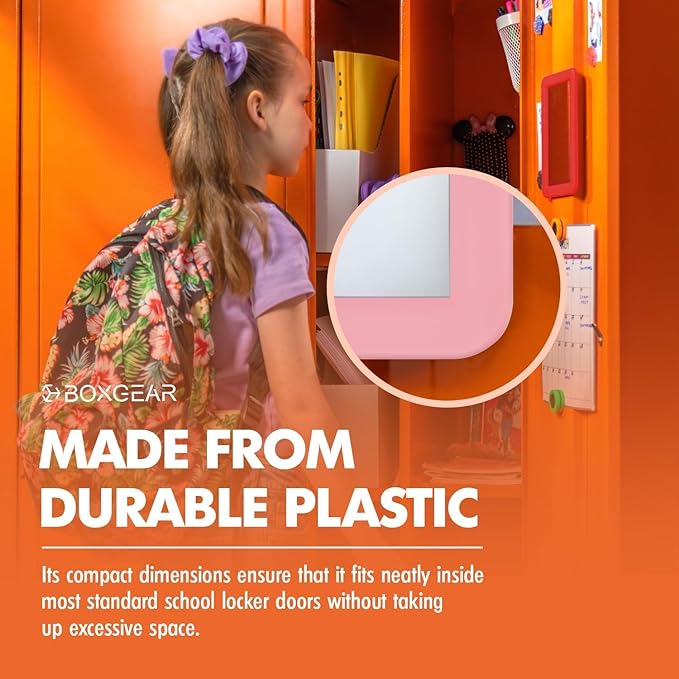 Boxgear Magnetic Locker Mirror, Makeup Mirrors - 5" x 7"- for School Locker, Bathroom, Household Refrigerator, Locker Accessory, Workshop Toolbox or Office Cabinet (White)