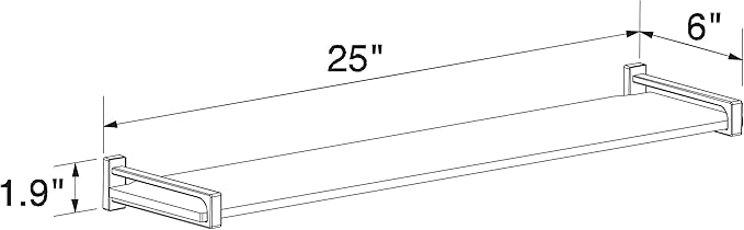 Ginger, 3018T-24/PC, 24" Tempered Glass Shelf from the Frame Collection, Polished Chrome