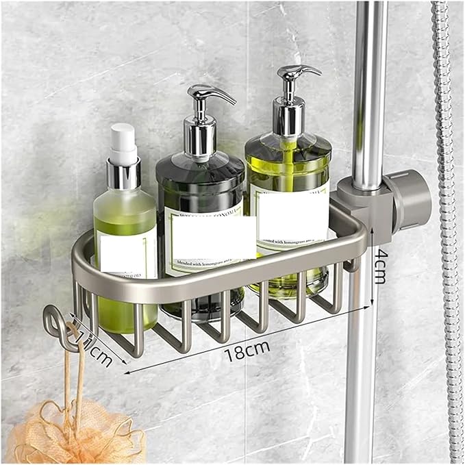Punch-Free Bathroom Rack Shelf Toilet Space Aluminum No Drill Hanging Organizer Hang On The Wall(1-Gray)