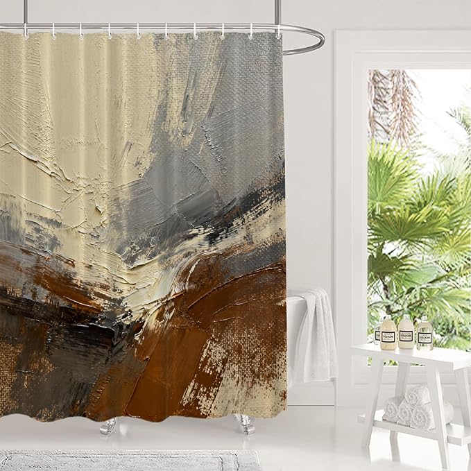 Shrahala Multicolored Modern Abstract Decorative Shower Curtain, Artists Oil Paints Closeup Bathroom Décor Polyester Fiber Waterproof with Plastic Rings for Shower Stall Bathtubs 72 x 72 in