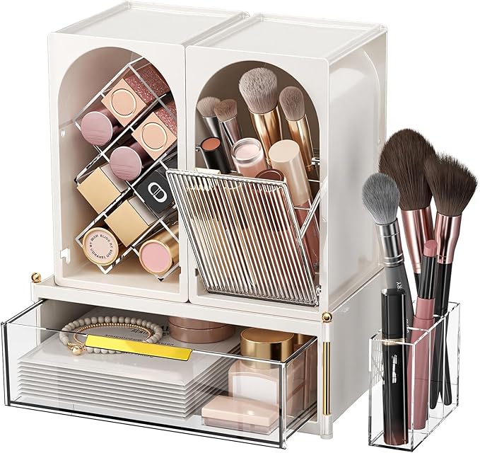 Modular Makeup Organizer, Clear Acrylic Cosmetic Storage Box with Drawer, Vanity Countertop Organizer for Makeup, Skincare and Beauty Accessories – Multiple Styles